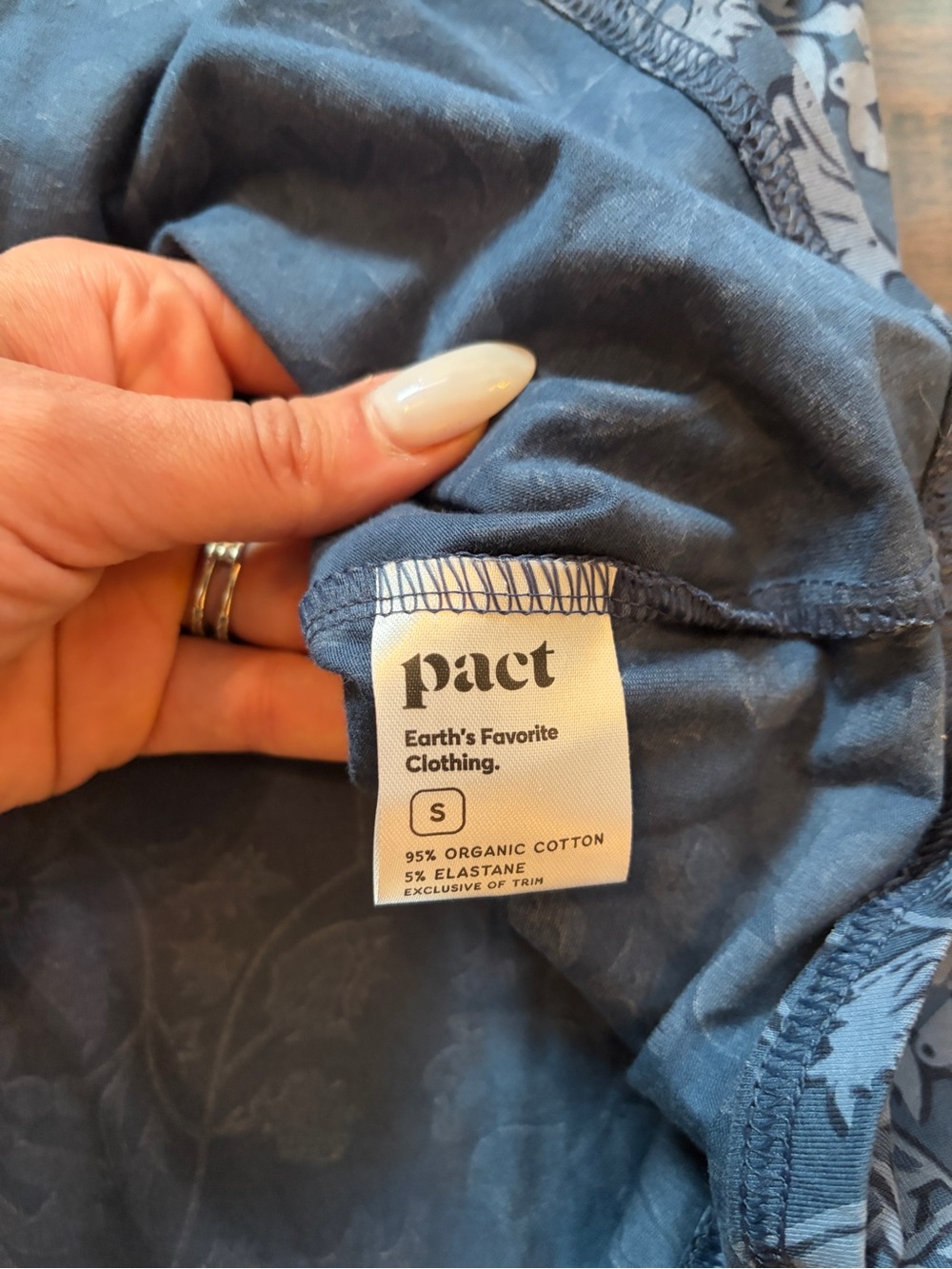 Pact Blue Long-Sleeve Tie-Waist Midi Dress with Subtle Print cotton neutral - Picture 11 of 11
